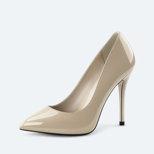 Pleaser Amuse-20 – Beige Patent Pumps (heel 12.7 cm)