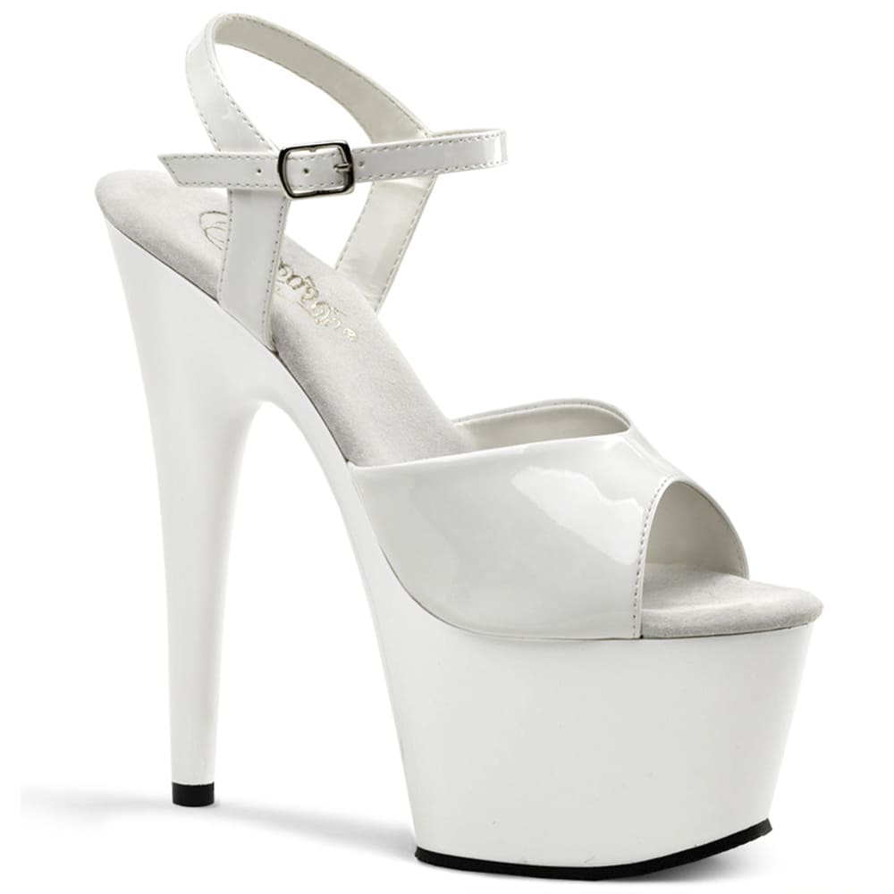 Pleaser Adore-709 - White patent sandals (18 cm heel)