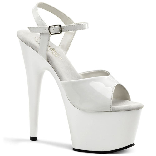 Pleaser Adore-709 - White patent sandals (18 cm heel)