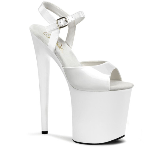 Pleaser Flamingo-809 – White High-Platform Sandals (20.3 cm Heel)