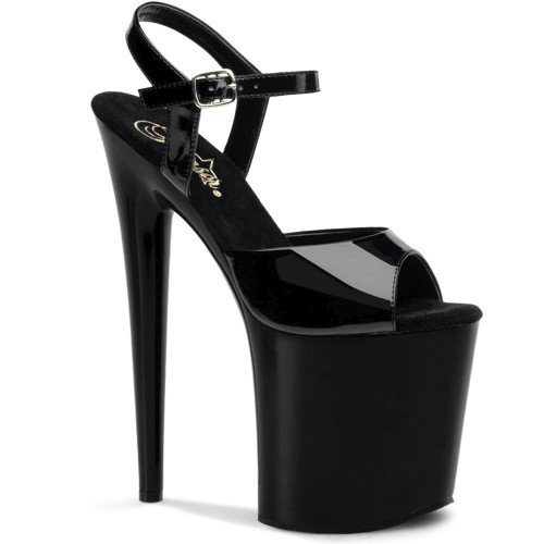 Pleaser Flamingo-809 – Black High-Platform Sandals (20.3 cm Heel)