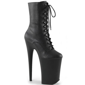 Pleaser Infinity-1020 - Black matte ankle boots (23 cm heel)