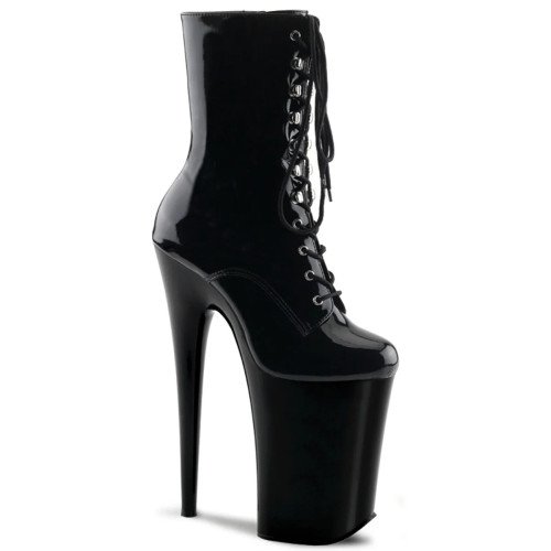 Pleaser Infinity-1020 - Black Patent Boots (23 cm Heel)