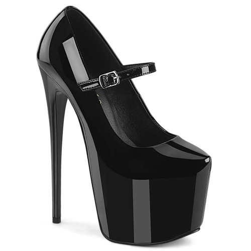 Pleaser Jubilant-28 - Black Patent Shoes (18 cm Heel)