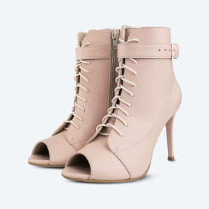 Blush Blossoms – Leather High Heel Booties with double fixation (heel 9 cm)