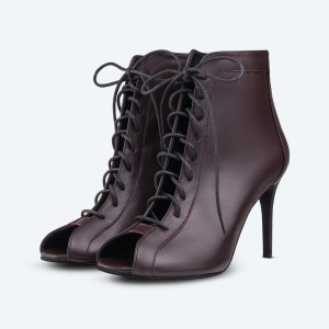 Bordo Heels – Leather High Heel Booties (heel 9 cm)