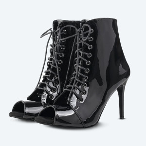 Glossy Heels Vegan – Black Patent Vegan Leather High Heels (heel 9 cm)