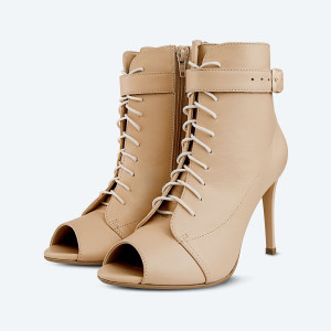 Sandstone – Leather High Heel Booties with double fixation (heel 9 cm)